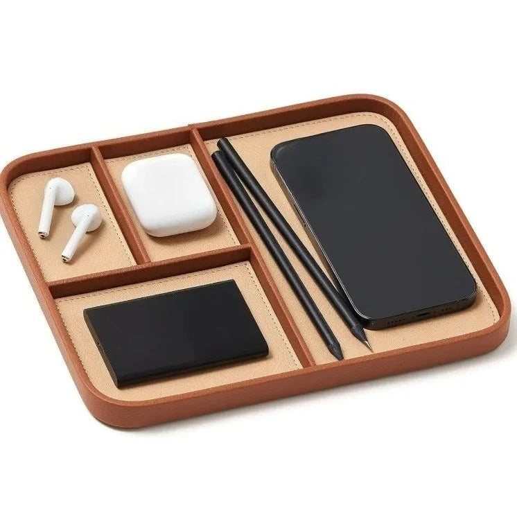 Leather Bedside Storage Tray