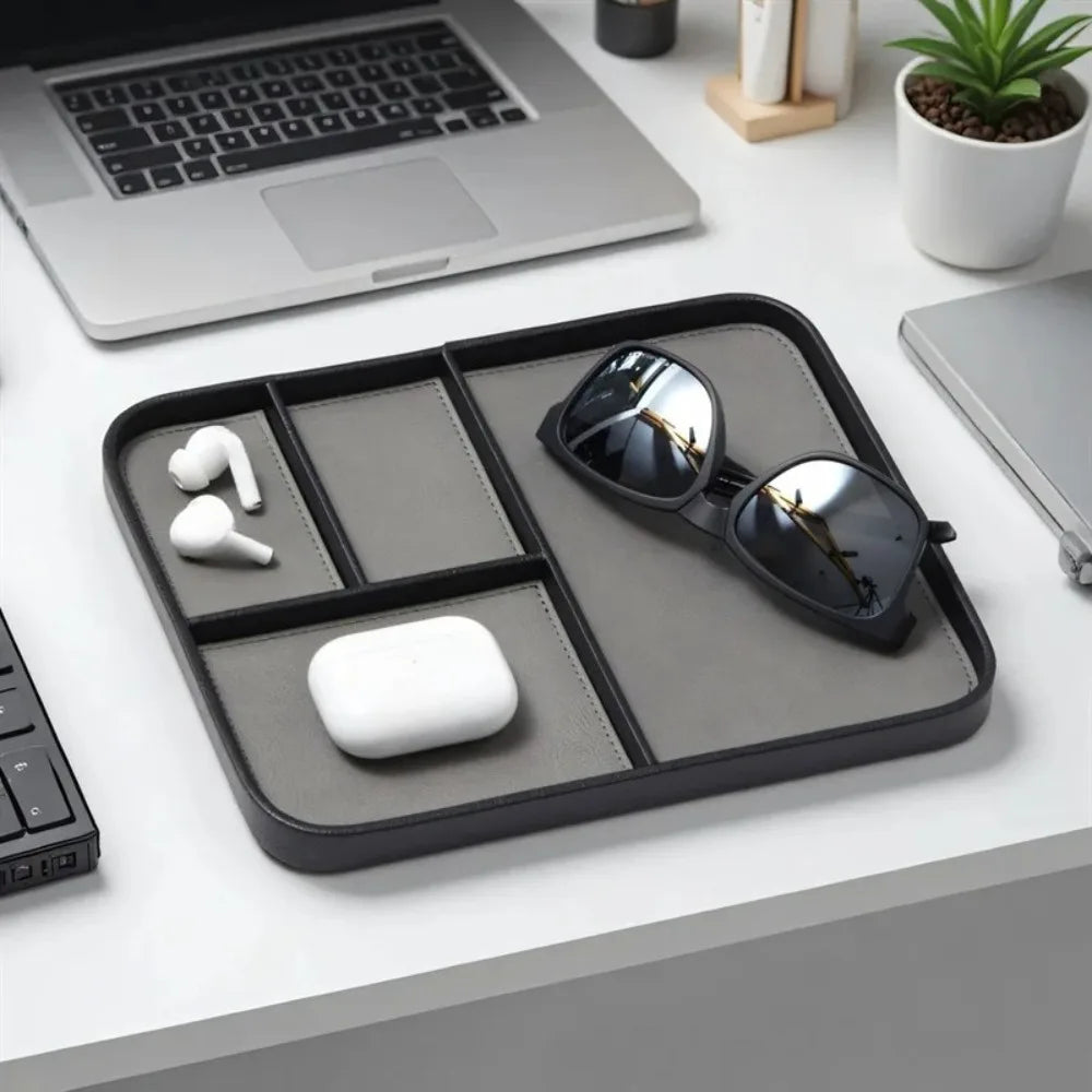 Leather Bedside Storage Tray